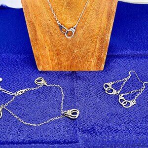 LOT OF 4- CUFF LINK NECKLACE, EARRINGS & ANKLET - Handmade in the USA